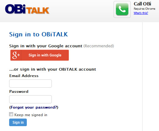 Log into OBiTalk.com